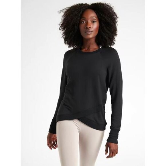 🆕 Athleta Women's Black Criss Cross Sweatshirt - Picture 1 of 11
